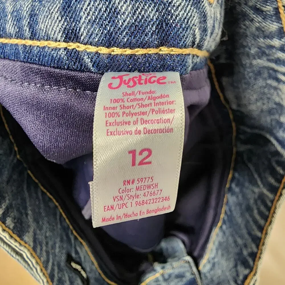 Justice Girls Denim Belted Cargo Skirt Size 12 26